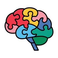 Cartoon Brain as Puzzle Pieces Illustration vector