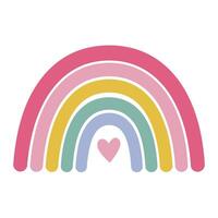 Abstract pastel rainbow with heart symbol in simple design vector