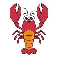 Cartoon Lobster Smiling with Big Claws Illustration vector