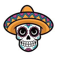 Sugar Skull with sombrero illustration vector