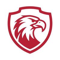 Bold Red Eagle Emblem Illustration on Protective Shield Design vector