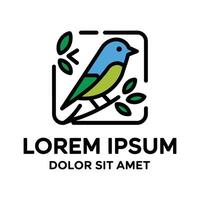 Modern bird on a branch logo design template vector