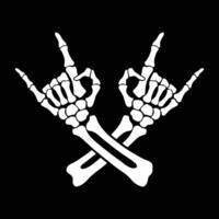Skeleton Hands Making Rock Music Symbol on Black Background vector