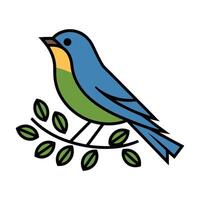 Colorful Bird Perched on a Branch Illustration vector