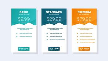 Website UI elements for pricing plans or subscriptions. vector