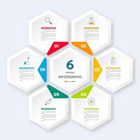 6 steps hexagon infogrphic vector