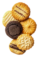 Assorted cookies arranged in a delicious stack, cut out - stock . png
