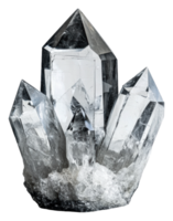 Quartz crystal cluster on textured surface, cut out - stock . png