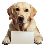 Labrador with a blank sign indoors, cut out - stock . png