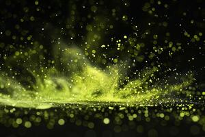 Vibrant Lime Green Dust Particles Radiating in the Dark photo