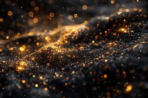 Stunning Golden Sparkles and Dust Over Dark Background photo