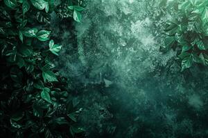 Lush Greenery Against Textured Moss Background photo