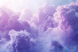 Surreal Lavender Clouds with Fluffy, Cotton-Like Texture photo