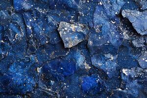 Abstract Blue and Gold Painted Texture with Lapis Lazuli Influence photo