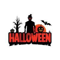 Modern Halloween Haunted House and Ghost Silhouette with Pumpkin Icon vector
