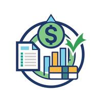 Accounting logo graph with dollar sign icon badge design isolated vector