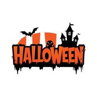 Halloween Day Haunted House and Ghost Silhouette with Pumpkin Art vector