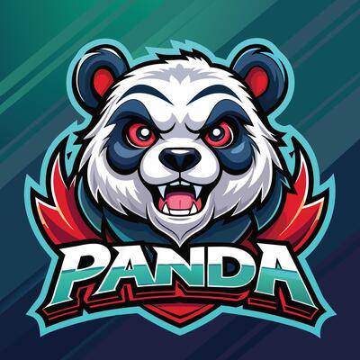 Panda mascot logo icon design with text panda