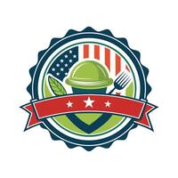 American food badge logo icon isolated with American flag design vector