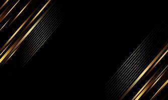 Abstract diagonal gold striped lines on dark background with copy space. vector