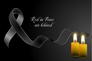 black ribbon with candles and text vector