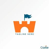 Logo design graphic concept creative premium stock abstract unique defense fortress flag fluttering initial W font. Related monogram typography vector