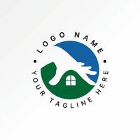 Logo design graphic concept abstract creative premium stock assurance hand roof house with window circle. Related home environmentally friendly vector