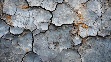 Cracked and Weathered Grey Surface with Yellow Patches photo