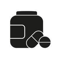 Vitamin Container With Capsules And Tablets Silhouette Icon. Nutritional Supplements Glyph Pictogram. Isolated Illustration vector