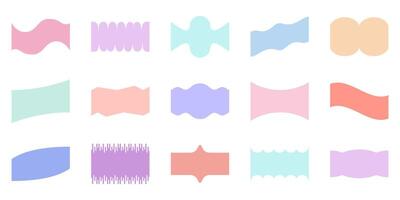 Abstract Pastel Geometric Shapes Collection. Colorful Wavy Design Elements Set. Minimalistic Curved Forms. Isolated Illustration vector