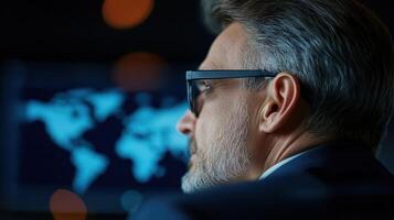 Financial Trader Monitoring Crude Oil Prices and Investment Data on Display Screen photo