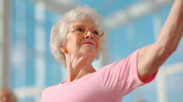 Energetic Elderly Fitness Group Participating in Low Impact Exercise Class photo