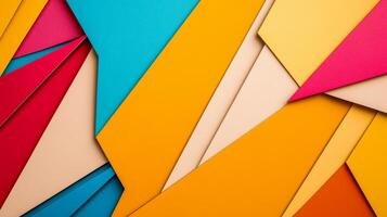 Colorful paper cut out layers in geometric forms with sharp lines on a neutral beige background photo