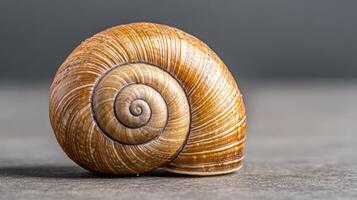 Macro of a snail shell surface with unique ridges and earthy tones photo