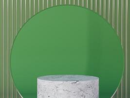 Marble Podium with Green Background and Glass Frame photo