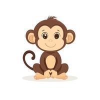 Cute monkey sitting on the floor illustration vector