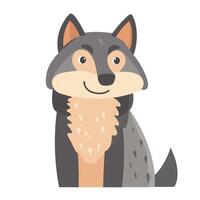 a cartoon wolf sitting down with its head turned to the side vector