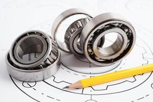 Engineering and precision tools with metal ball bering, mechanical industrial. photo