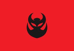 Abstract Black Devil Logo on Red Background vector