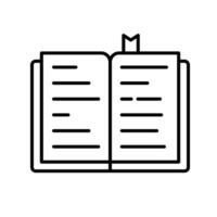 Open book with mark learning icon, Outline symbol icon. Editable stroke. vector