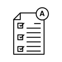 paper with exam score showing score is A learning icon, Outline symbol icon. Editable stroke. vector