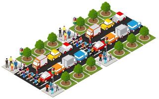 Isometric urban megalopolis top view of the city infrastructure town, street modern, real structure, architecture 3d illustration elements different buildings vector