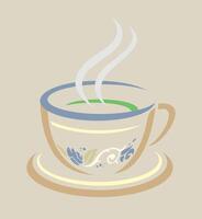 Drawing of a cup with tea. Art in a minimalist and clean style. vector