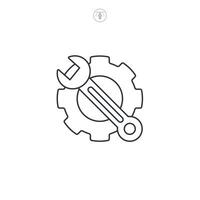 Gear with wrench, Service tool icon symbol illustration isolated on white background vector