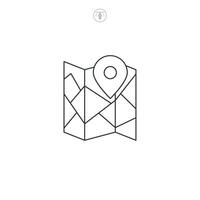 Route Map, pin on the map icon symbol illustration isolated on white background vector