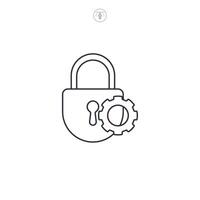 Privacy setting, Lock and gear icon symbol illustration isolated on white background vector