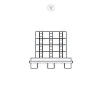shipping freight cardboard delivery box or packaging on wooden rack icon symbol illustration isolated on white background vector