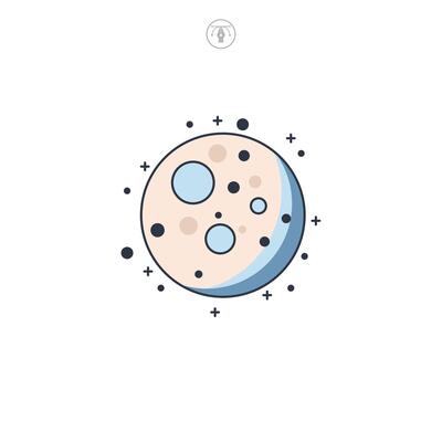 Moon icon symbol illustration isolated on white background