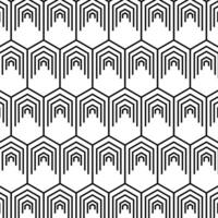 Black And White Pattern Of Hexagons With Lines In The Style Of Art Deco vector