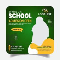 Kids School Open Advertising Social Media Post Design or Admission Web Banner Template vector